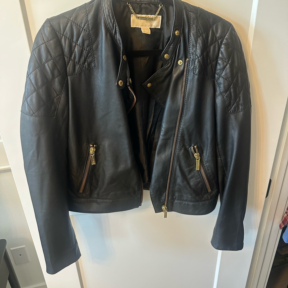 Michael Kors Black Quilted Leather Jacket